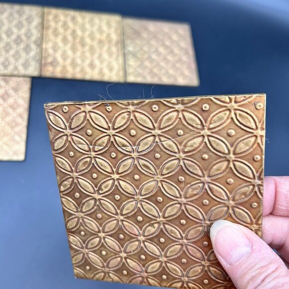 Pressed Copper Vintage Coasters - Picture 6 of 7